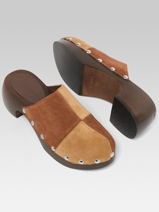 Ivy - Brown two-tone suede leather clog - Image number 5