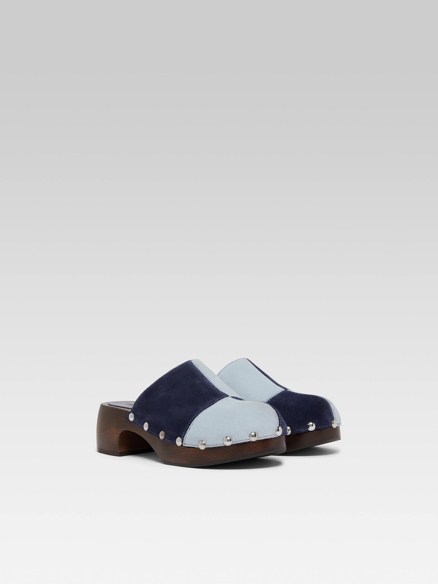 Ivy - Blue two-tone suede leather clog - Image number 5