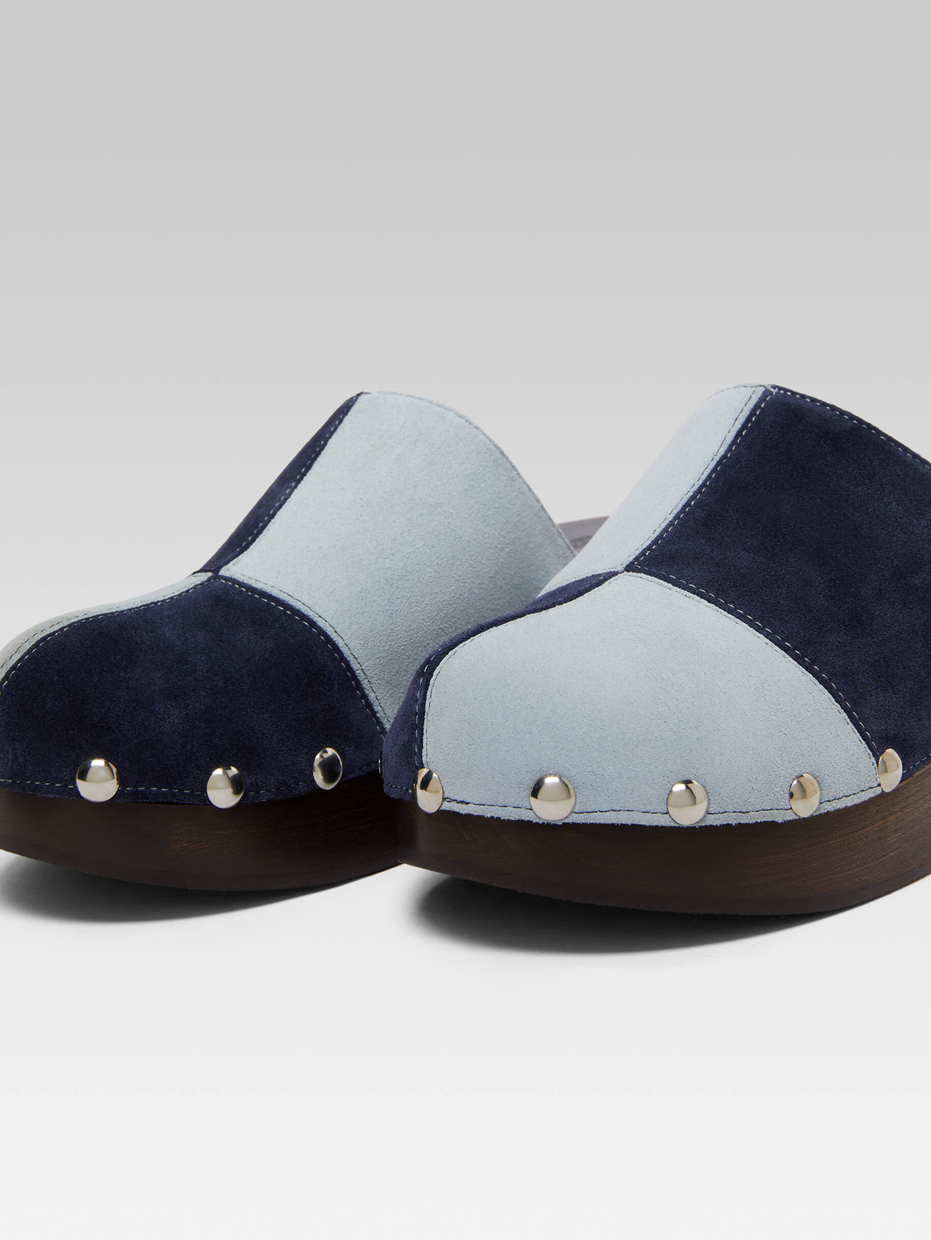 Ivy - Blue two-tone suede leather clog - Image number 4