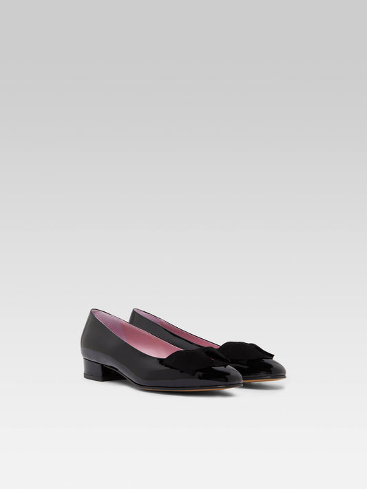 Princesse - Black patent leather ballet flats with velvet bow - Image number 4