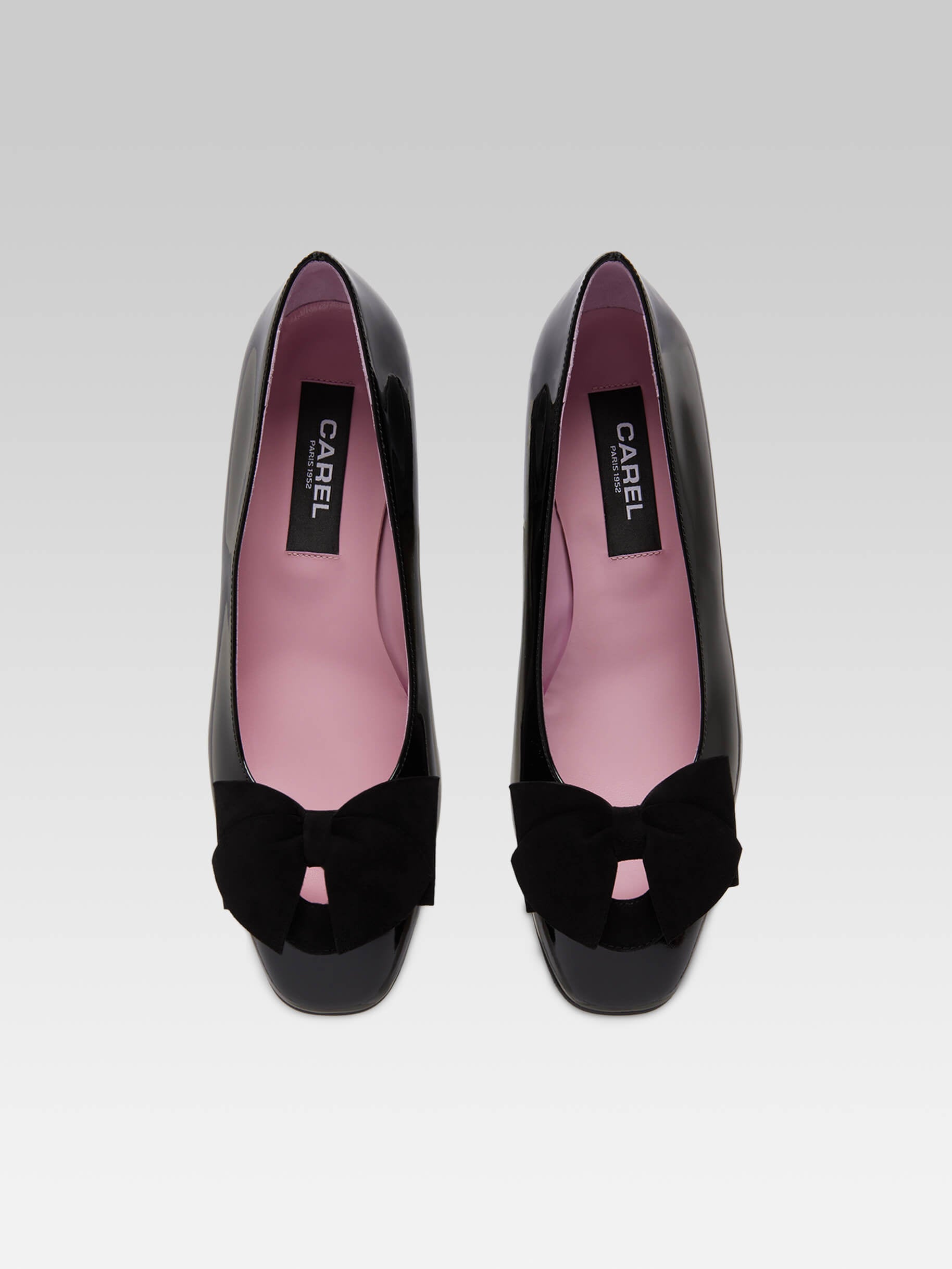 Princesse - Black patent leather ballet flats with velvet bow - Image number 3