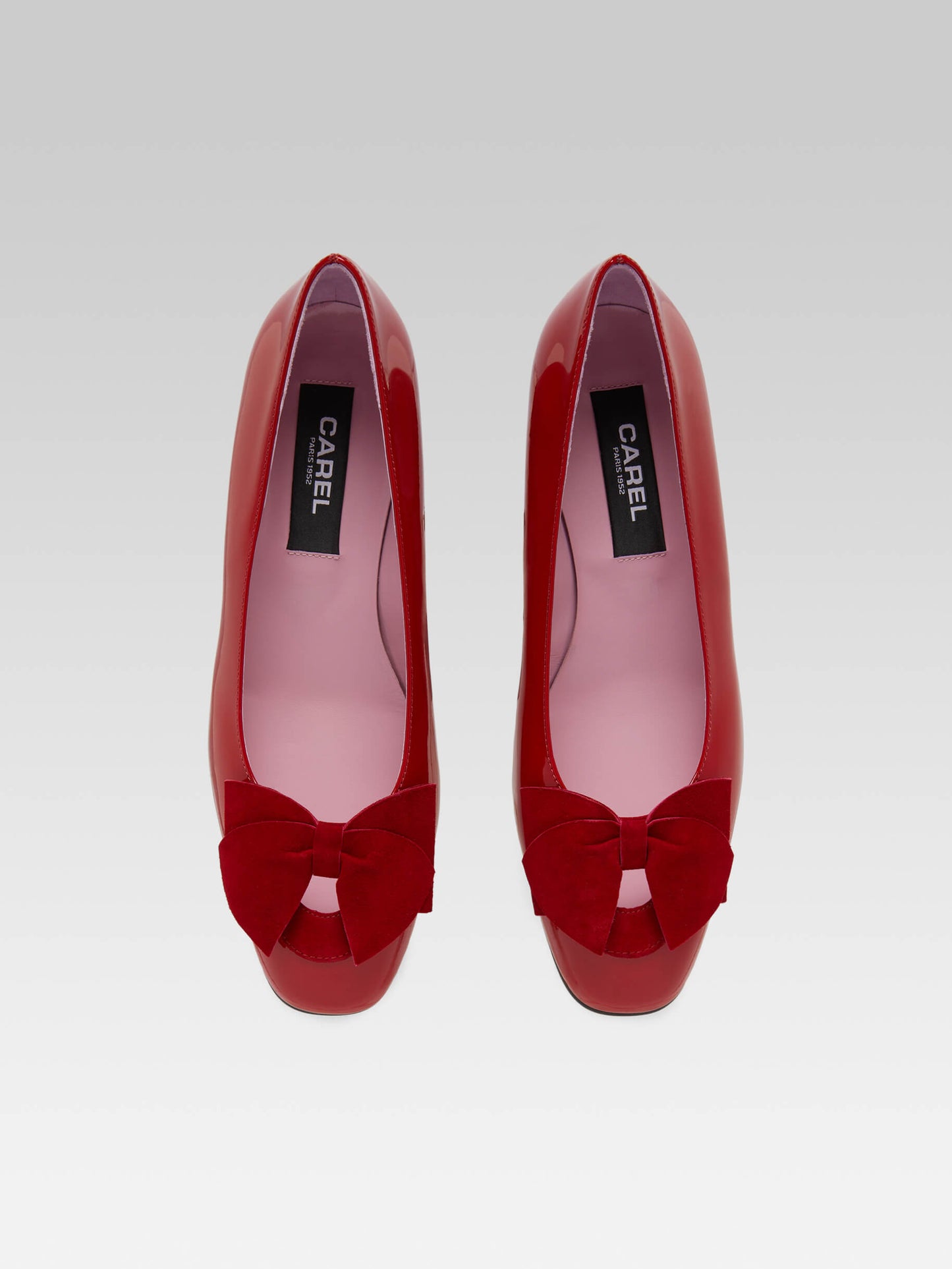 Princesse - Ballerines cuir verni rouge à noeud velours
