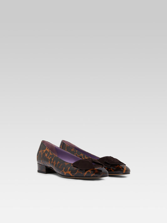 Princesse - Leopard patent leather ballet flats with velvet bow - Image number 6