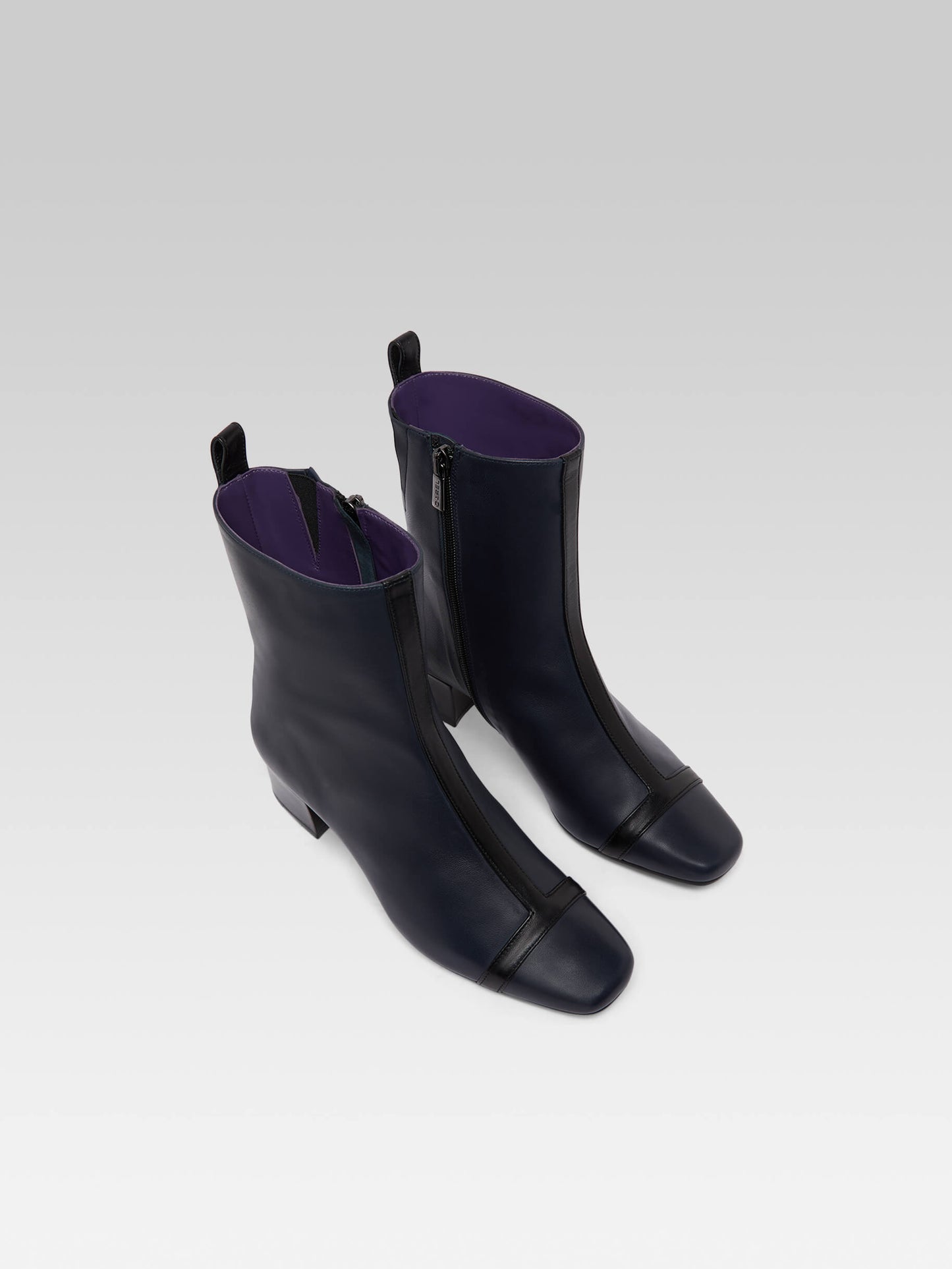 Audrey - Bottines cuir bleu marine et noir