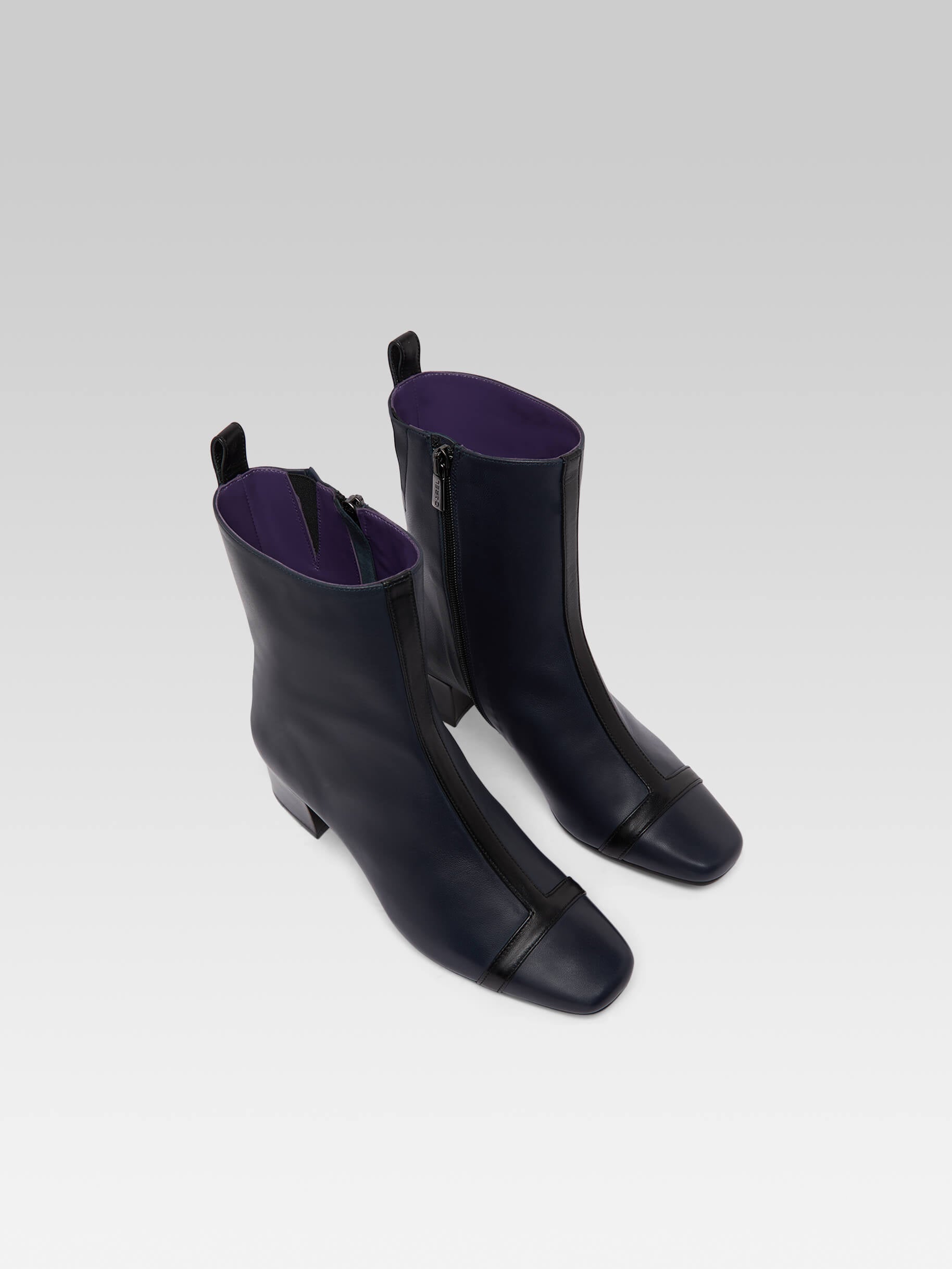 Audrey - Bottines cuir bleu marine et noir - Image numéro 4