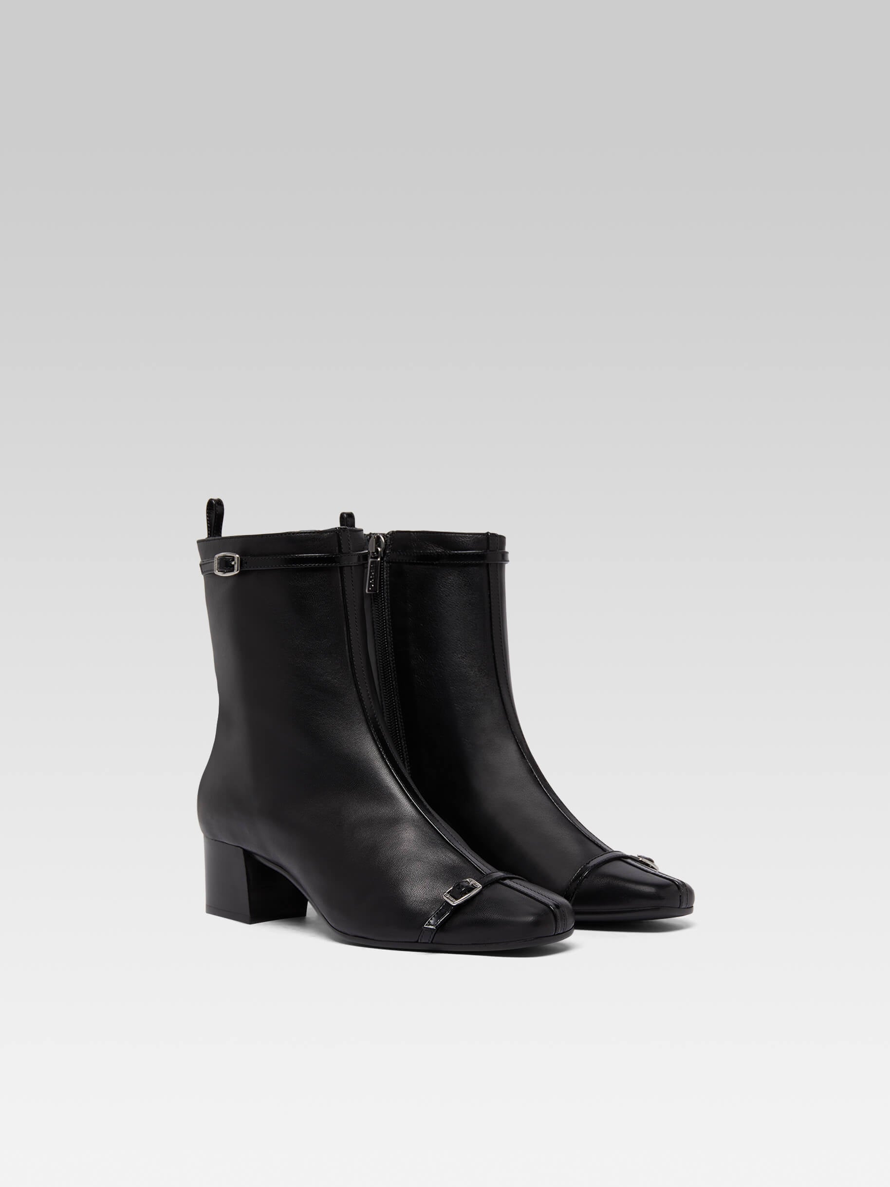 Start - Bottines cuir noir à brides - Image numéro 2