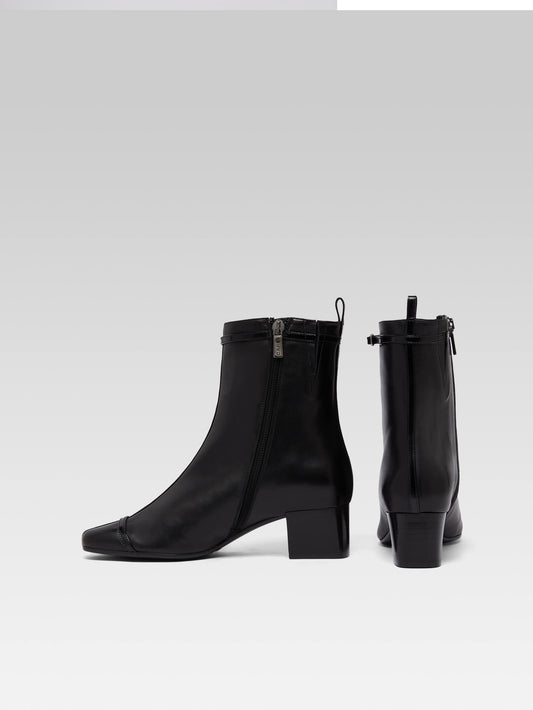 Start - Black leather ankle boots with straps - Image number 4