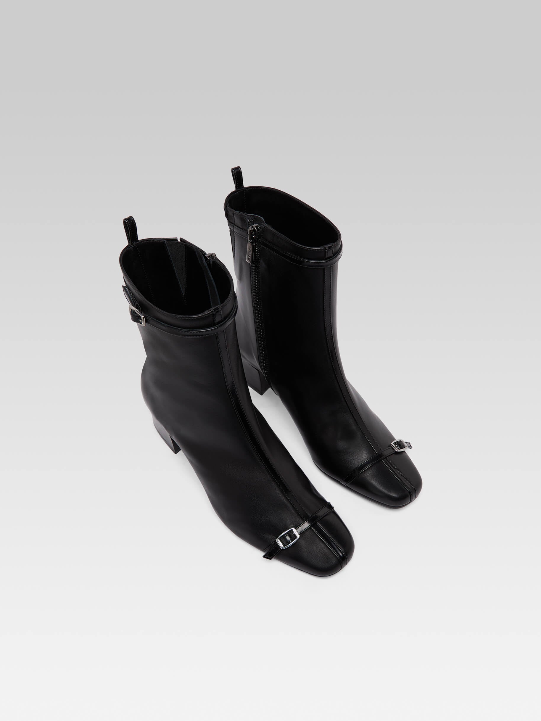 Start - Bottines cuir noir à brides - Image numéro 5