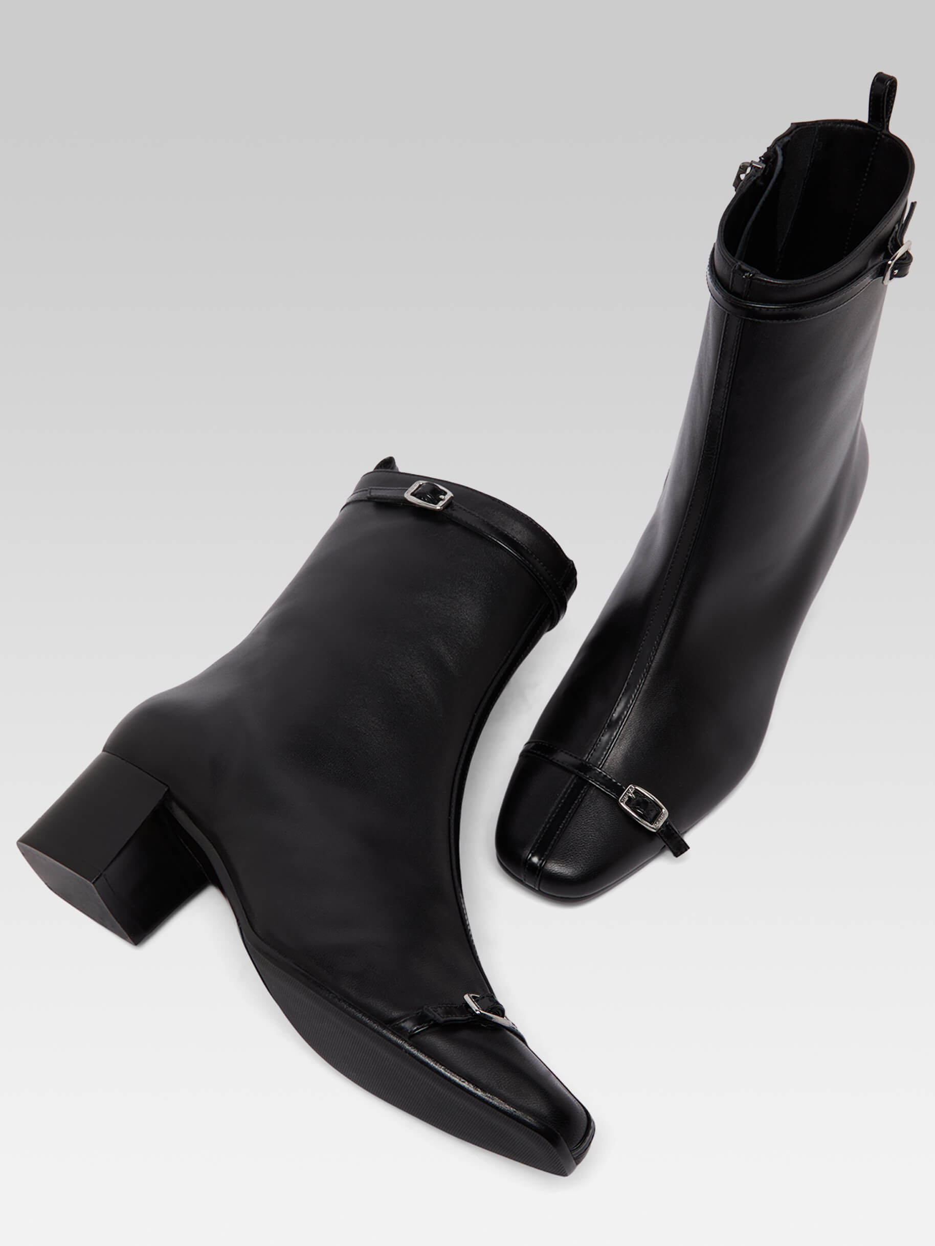 Start - Bottines cuir noir à brides - Image numéro 6