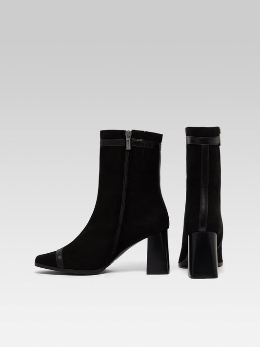 Catherine - Bottines cuir velours et cuir noir - Image numéro 3