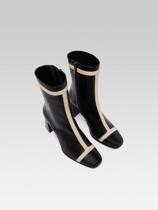 Catherine - Black and ivory leather ankle boots - Image number 4