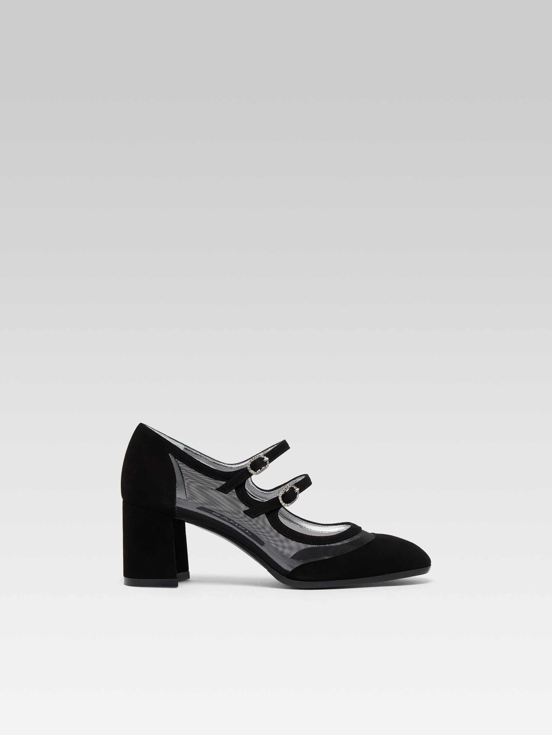 Alicenight - Black suede and mesh Mary Janes pumps - Image number 1