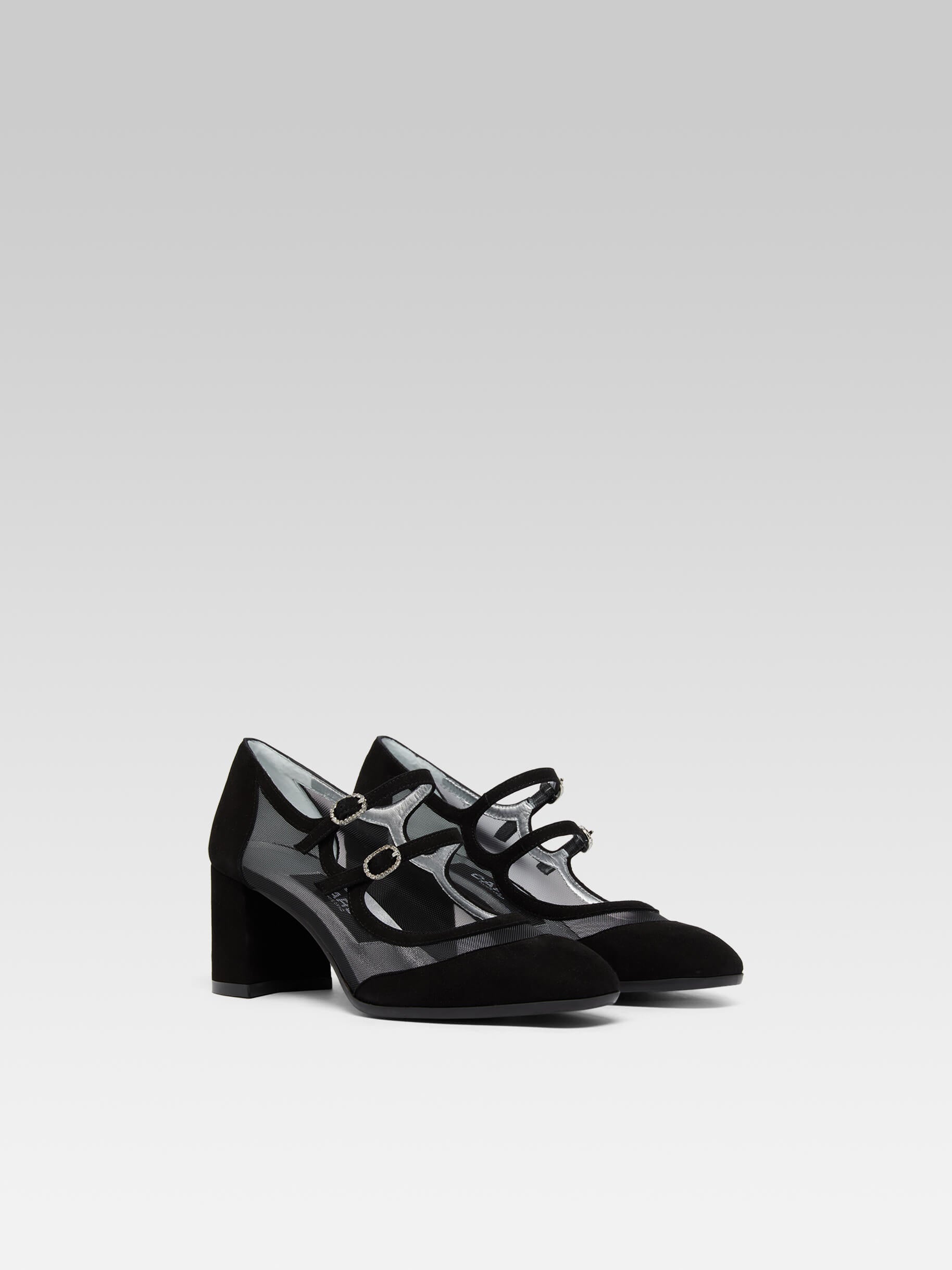 Alicenight - Black suede and mesh Mary Janes pumps - Image number 2