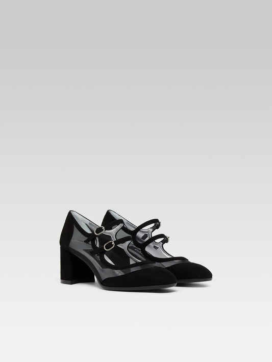 Alicenight - Black suede and mesh Mary Janes pumps - Image number 2