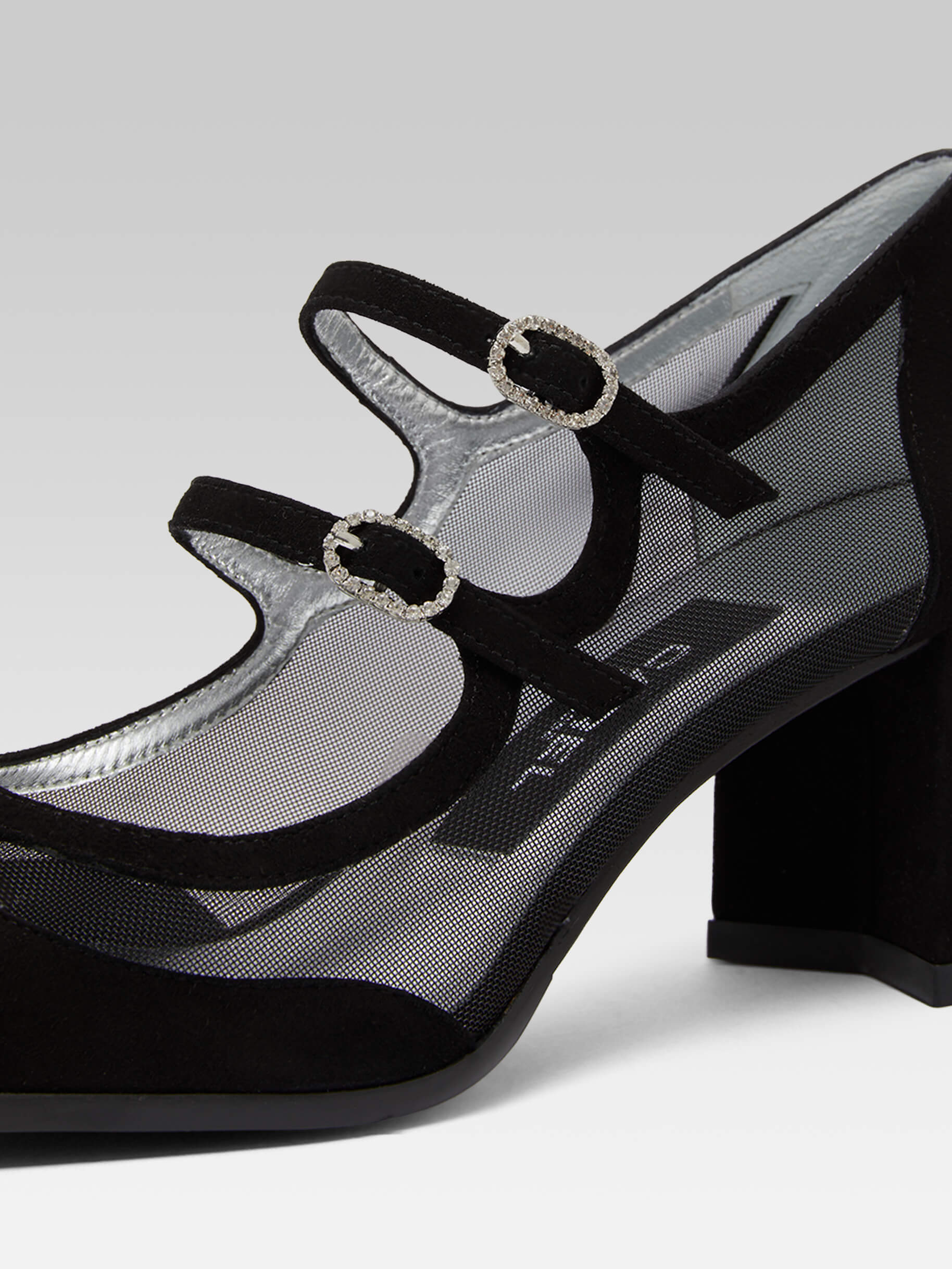 Alicenight - Black suede and mesh Mary Janes pumps - Image number 3