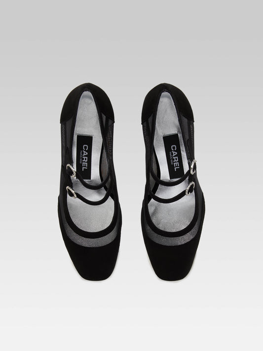 Alicenight - Black suede and mesh Mary Janes pumps - Image number 4
