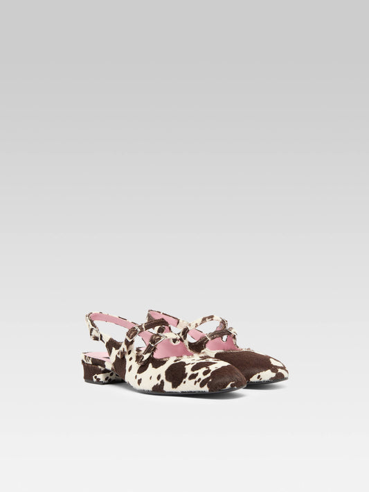 Peche - Cow print pony leather slingback Mary Janes - Image number 4