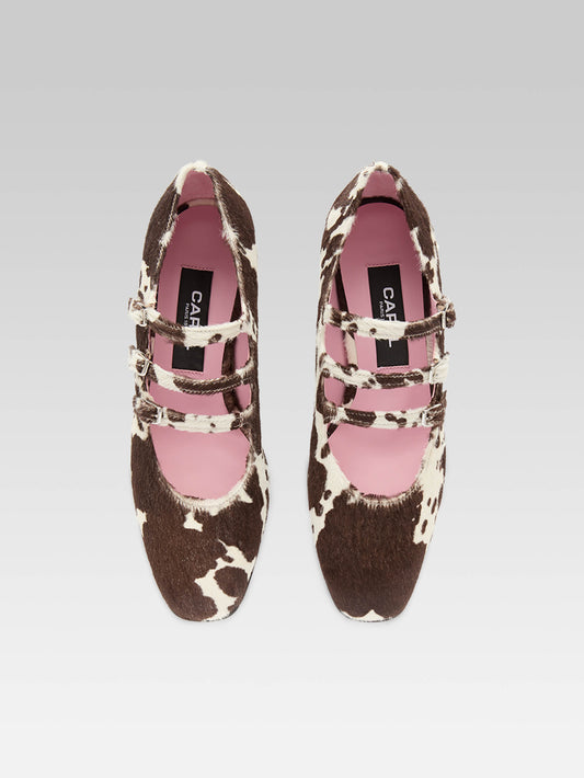 Kina - Cow print pony leather Mary Janes pumps - Image number 3