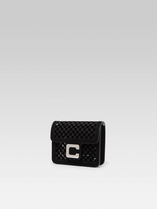 Mini Sorbonne - Black checkered suede and mesh bag - Image number 2