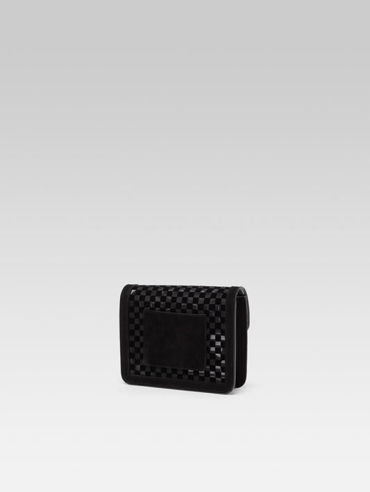 Mini Sorbonne - Black checkered suede and mesh bag - Image number 4