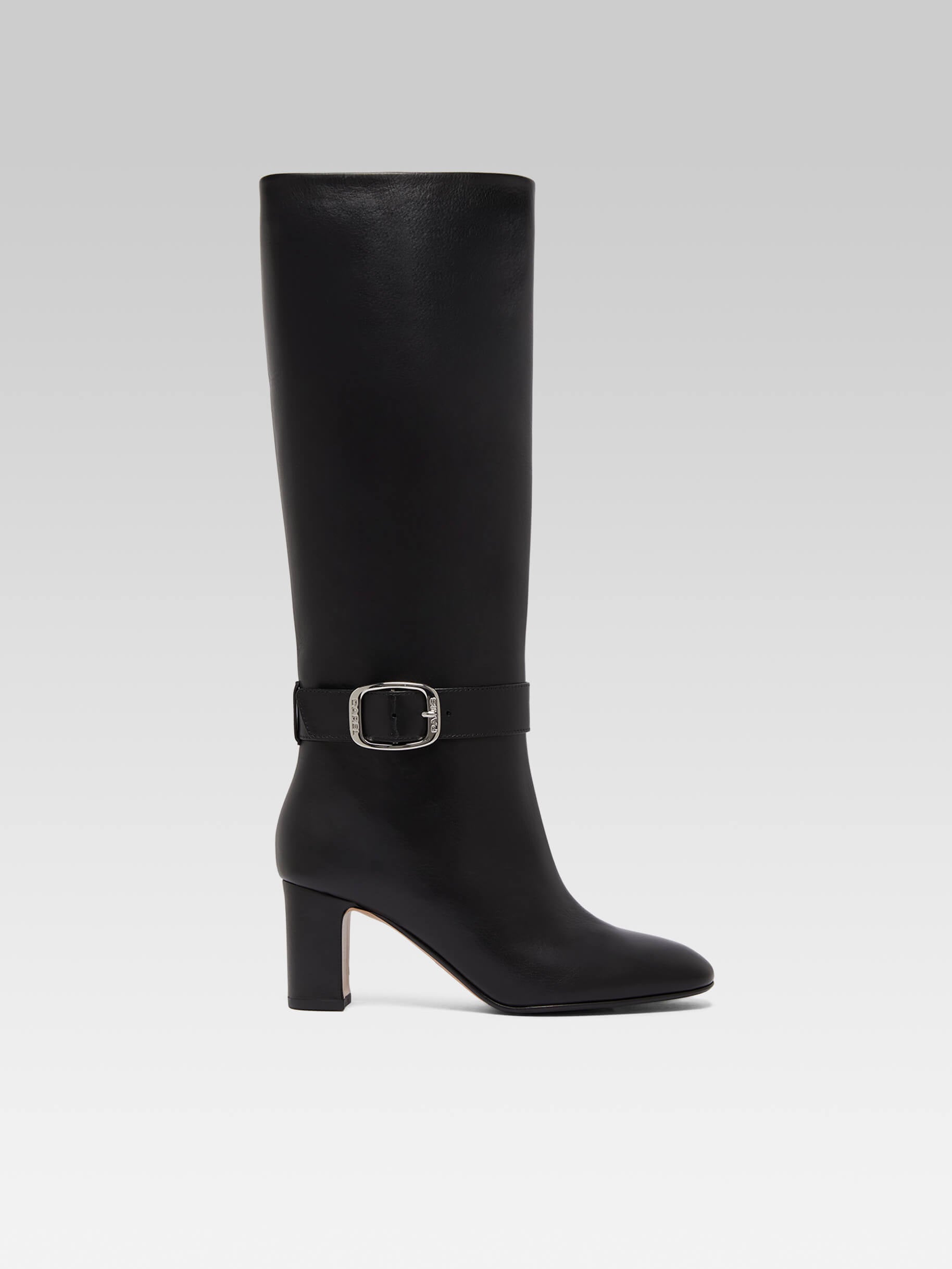 Thalia - Black leather buckle boots - Image number 1