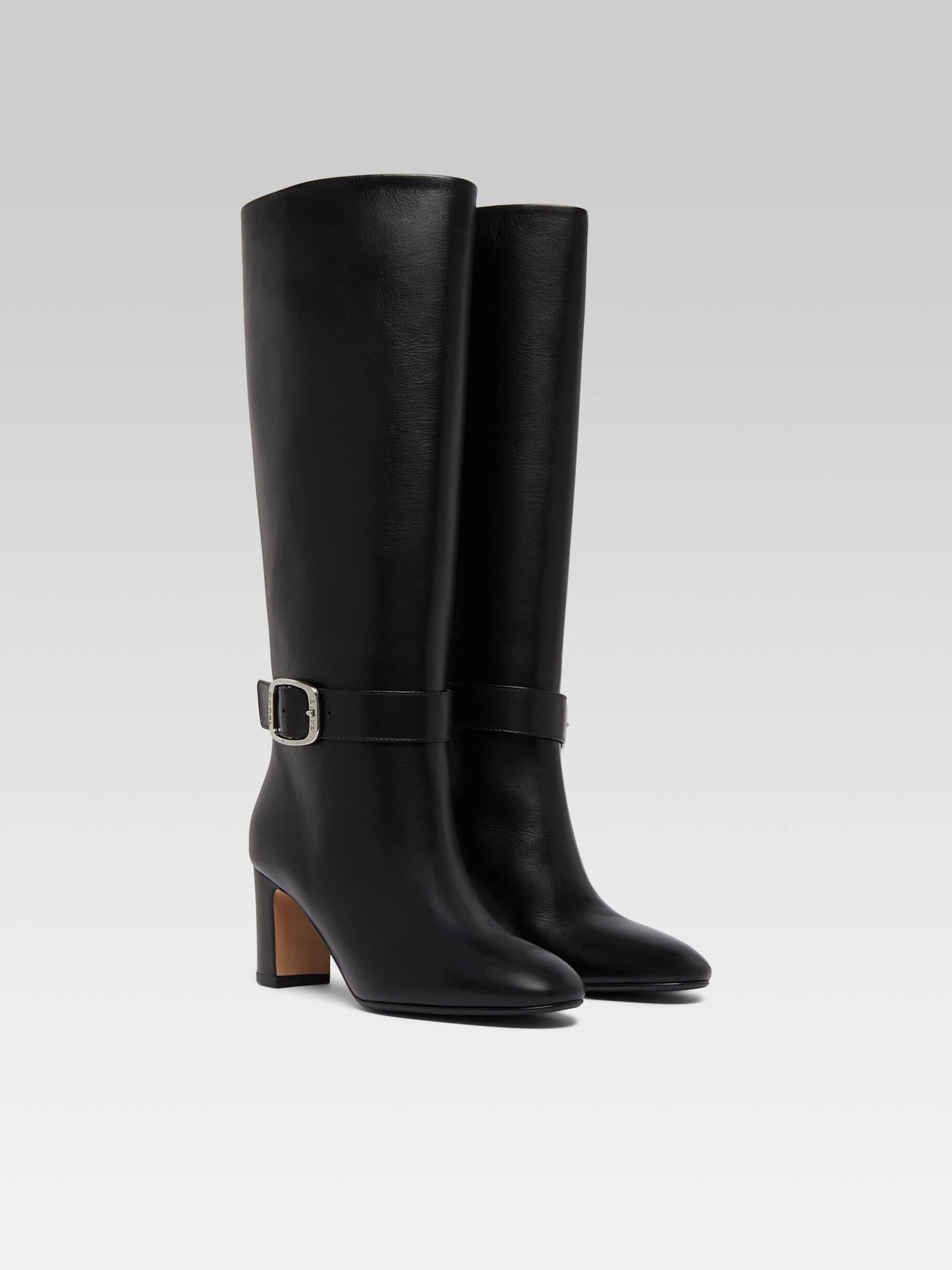 Thalia - Black leather buckle boots