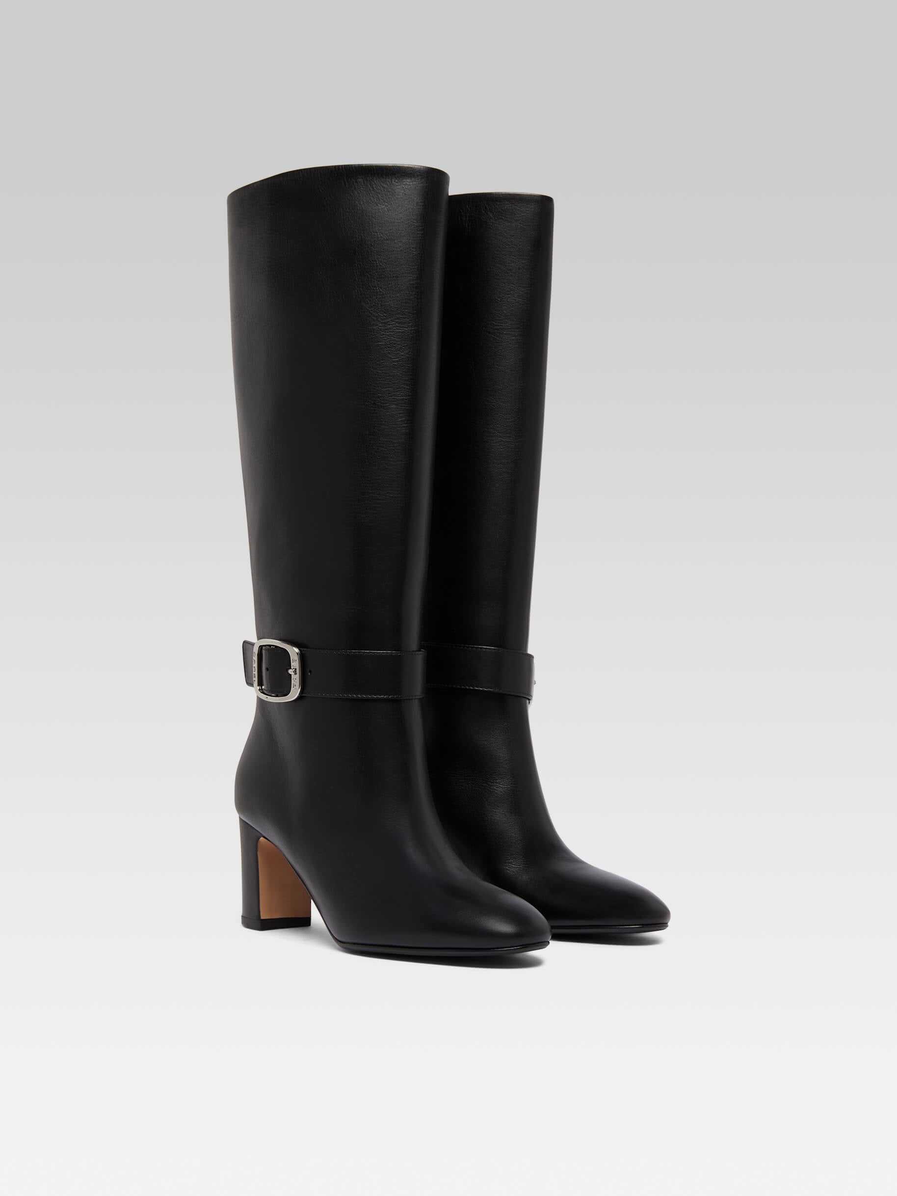 Thalia - Black leather buckle boots - Image number 2