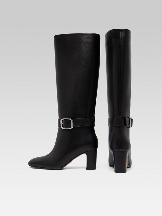Thalia - Black leather buckle boots - Image number 4