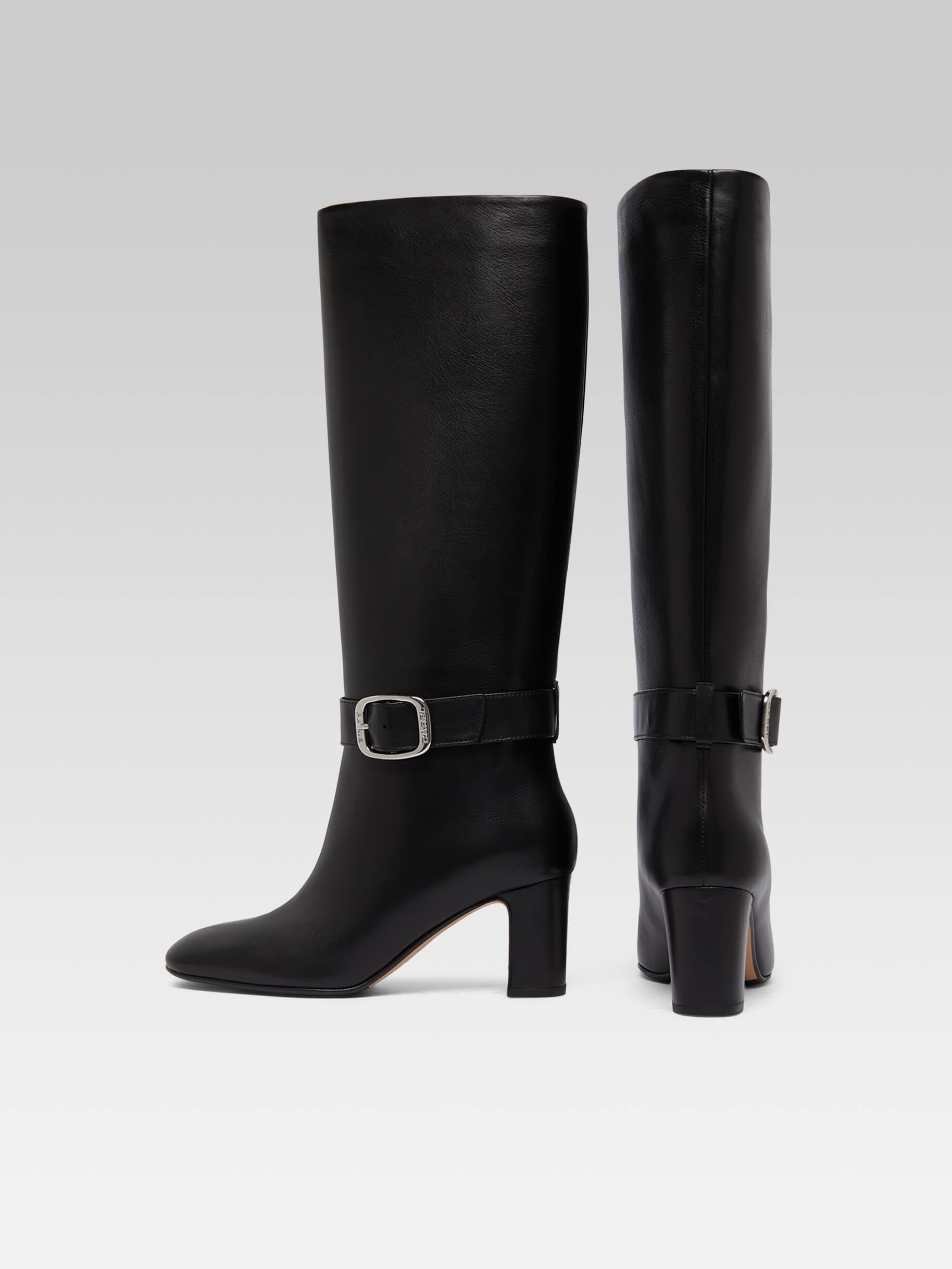 Thalia - Black leather buckle boots - Image number 4