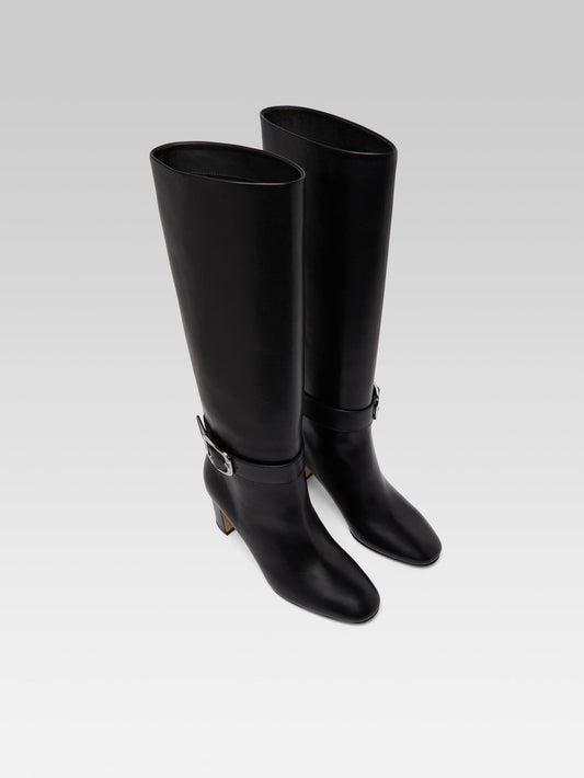 Thalia - Black leather buckle boots - Image number 6