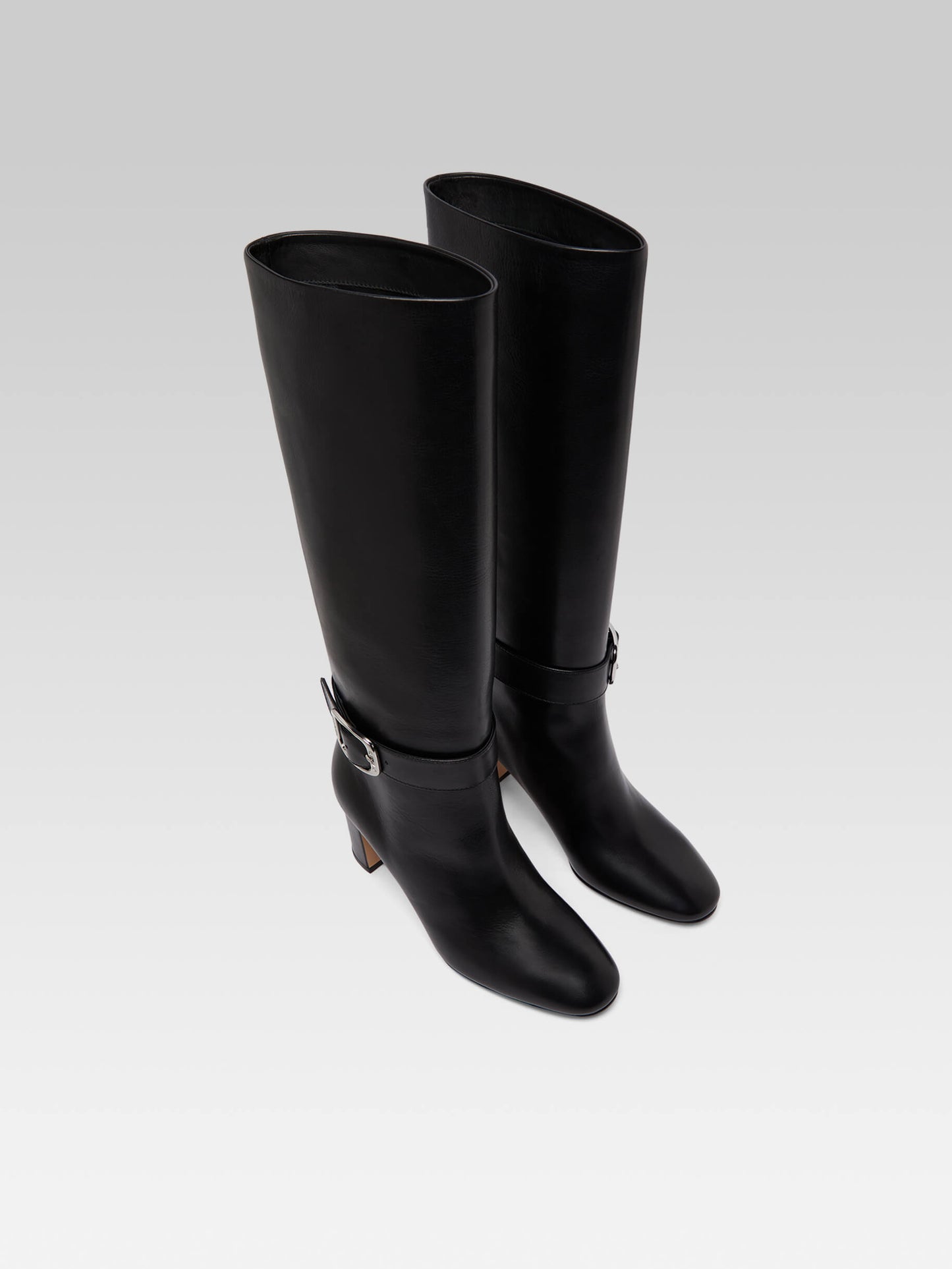 Thalia - Black leather buckle boots