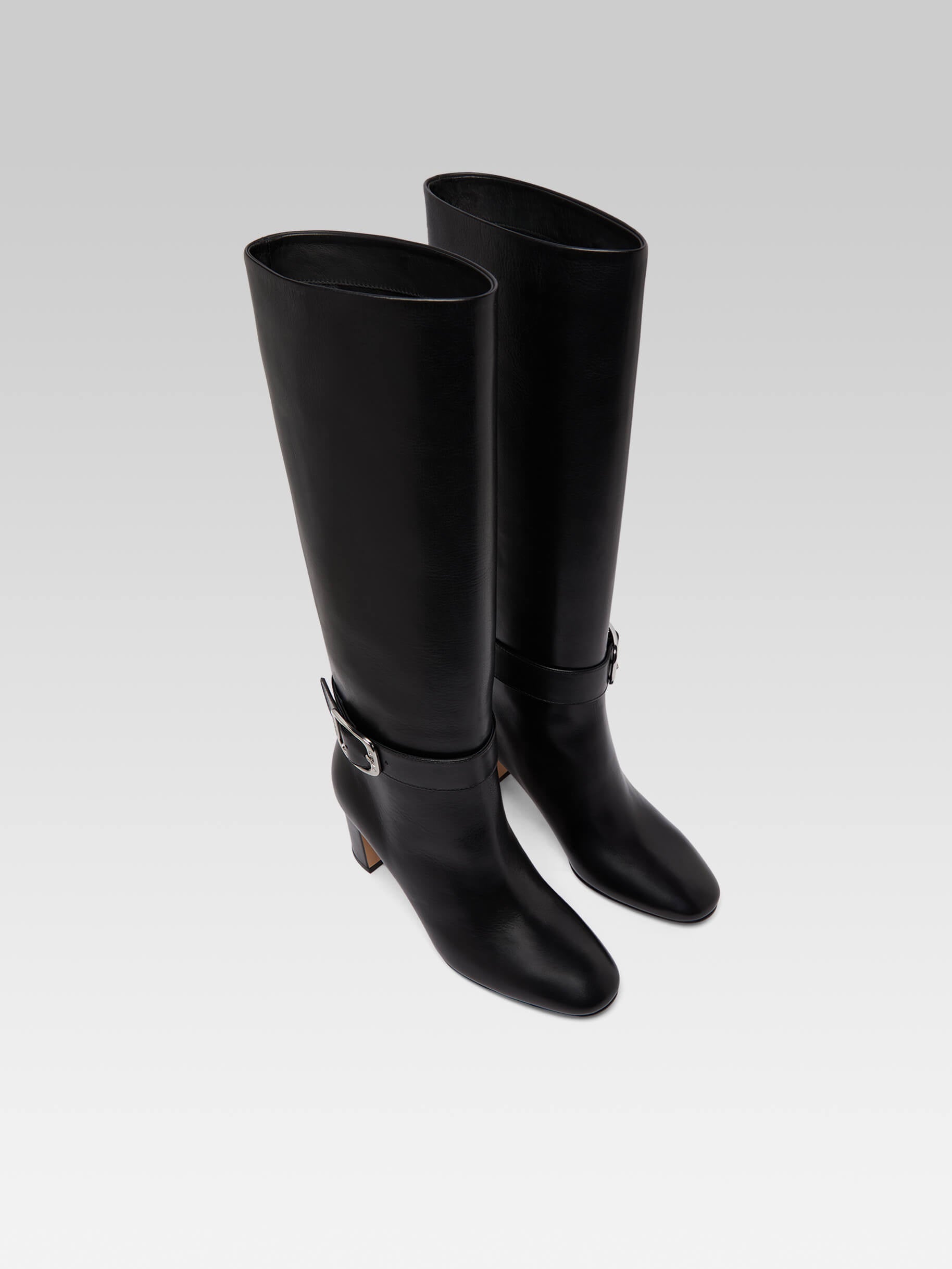 Thalia - Black leather buckle boots - Image number 6