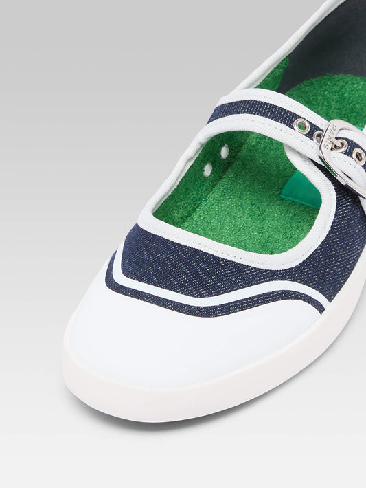 Costa - Blue denim canvas tennis shoes with strap - Image number 2