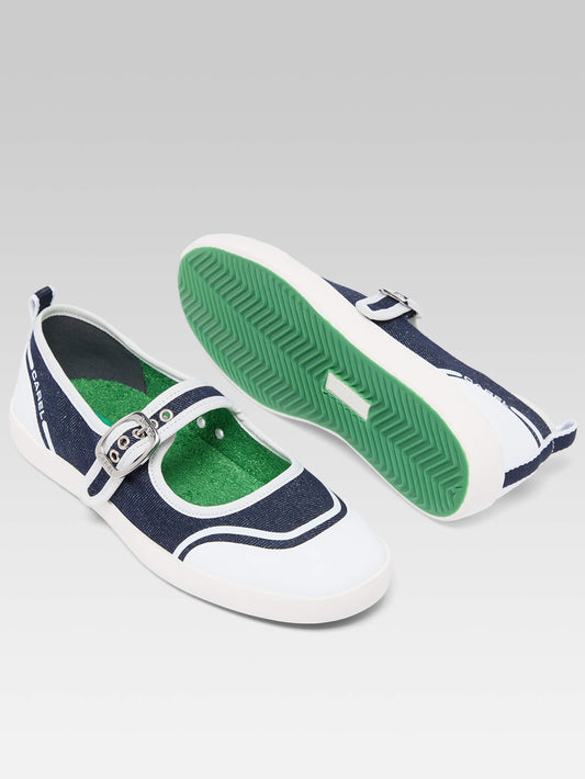 Costa - Blue denim canvas tennis shoes with strap - Image number 6