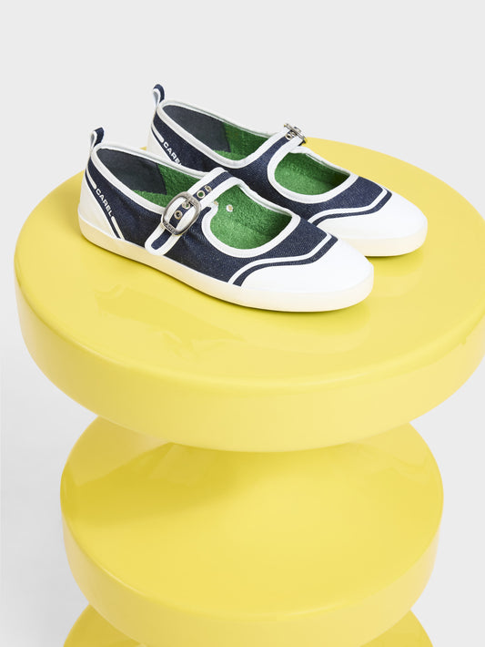 Costa - Tennis à brides toile jean bleu - Image numéro 5