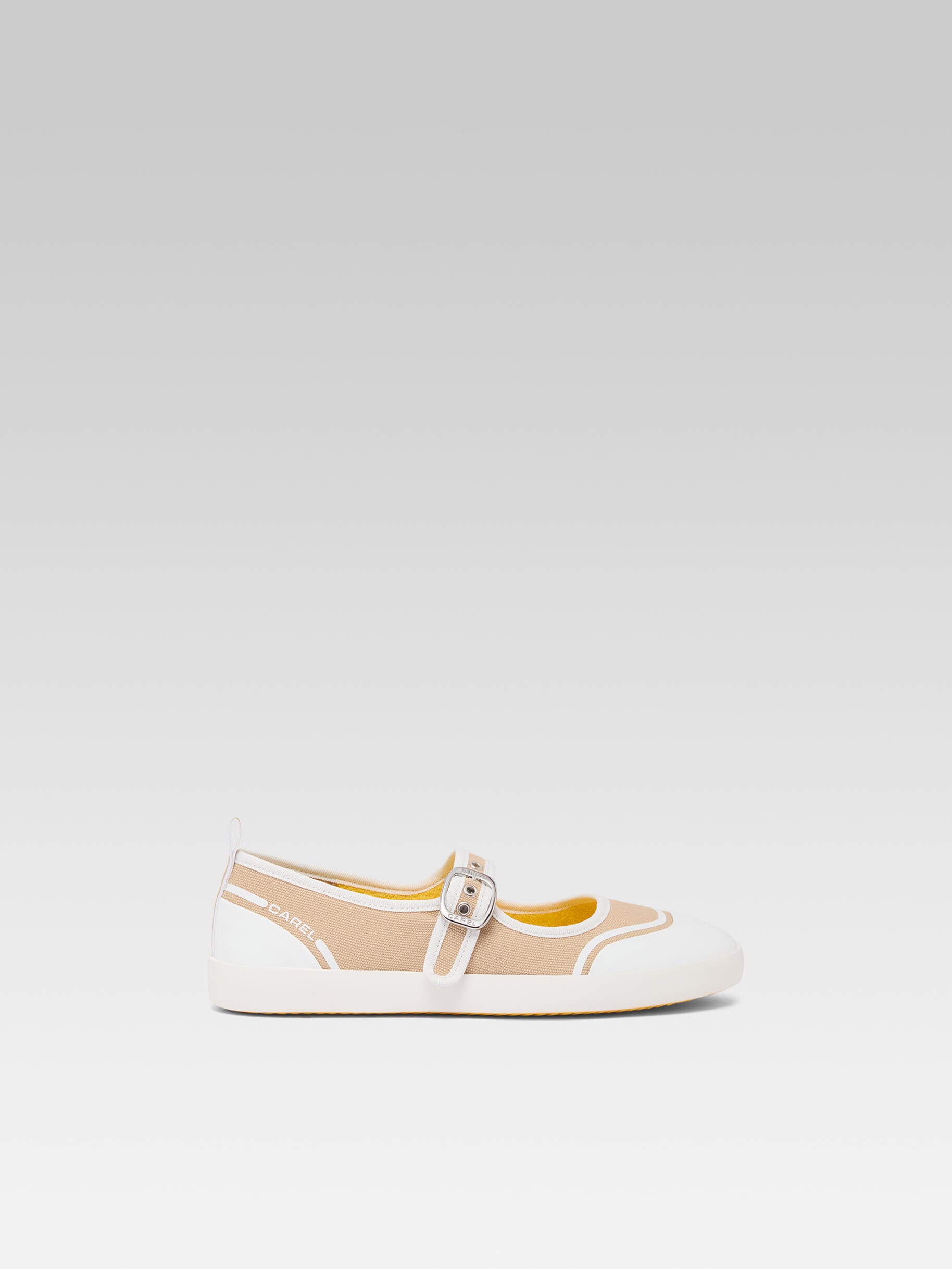 Costa - Beige recycled canvas tennis shoes with strap - Image number 1