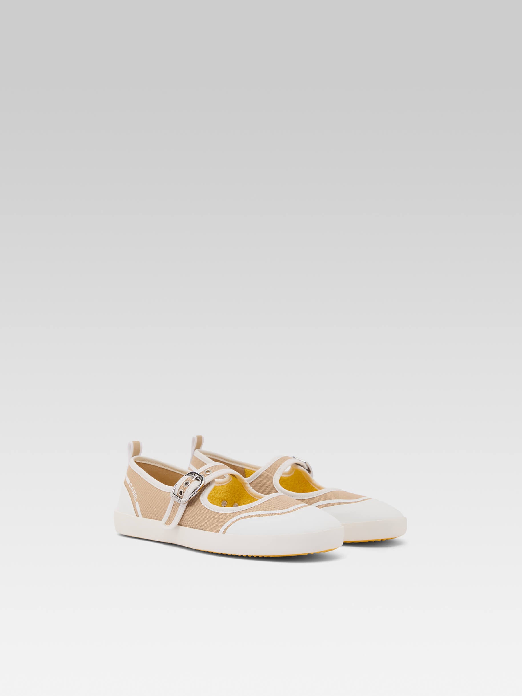 Costa - Beige recycled canvas tennis shoes with strap - Image number 3