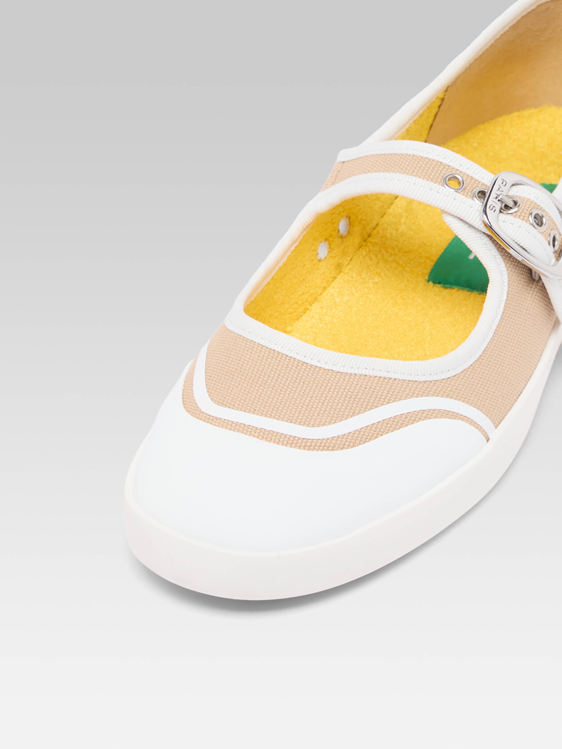 Costa - Beige recycled canvas tennis shoes with strap - Image number 2
