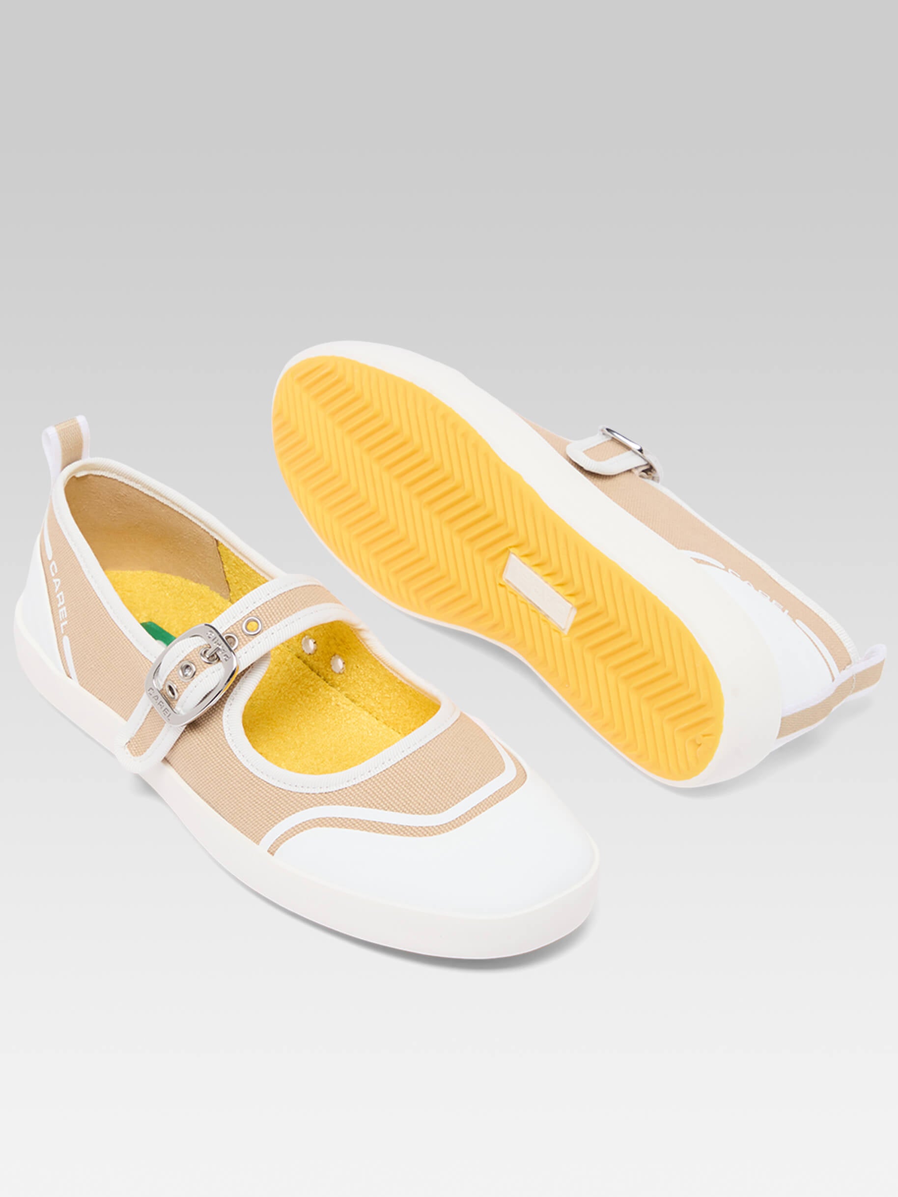 Costa - Beige recycled canvas tennis shoes with strap - Image number 5