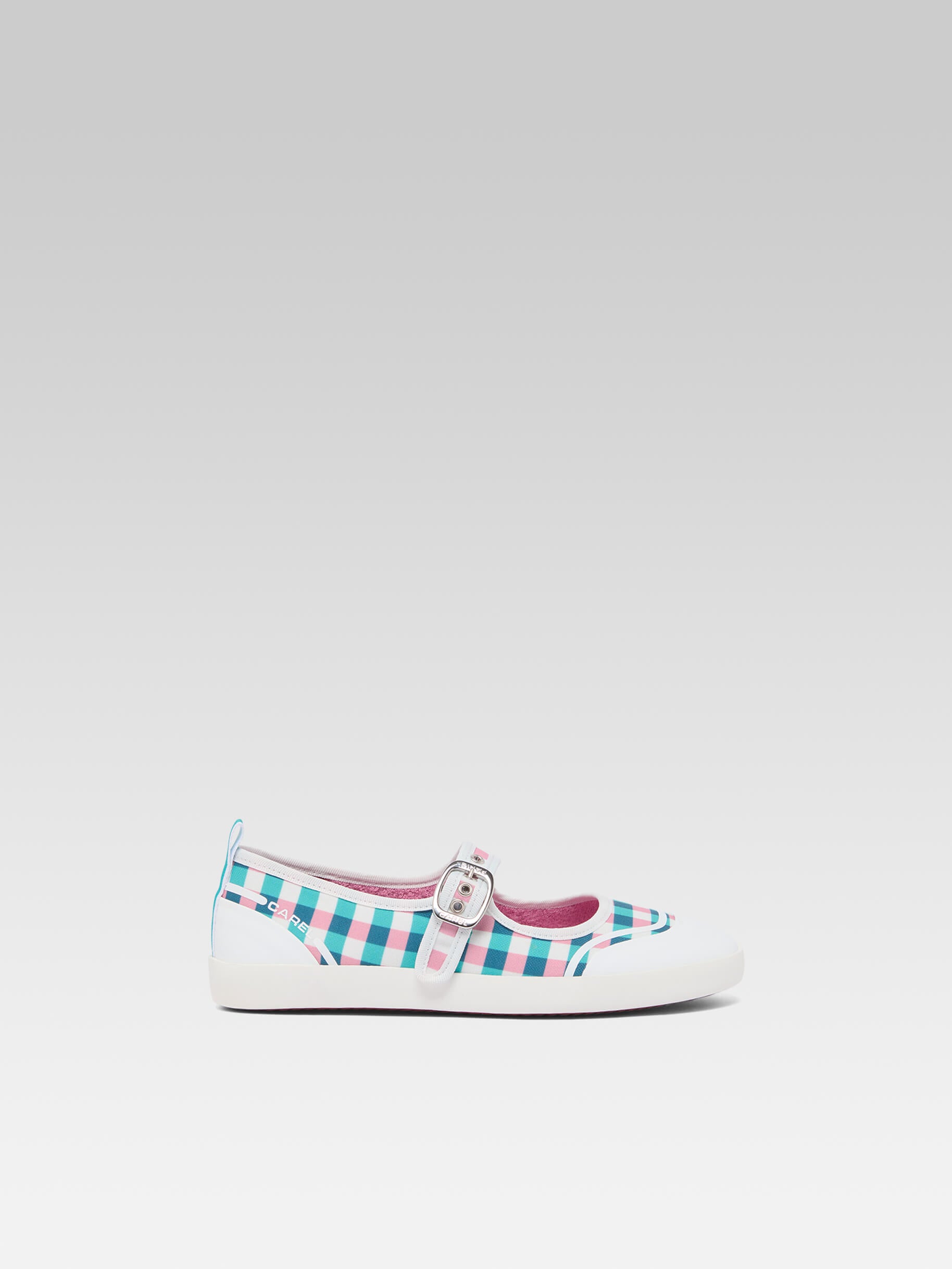 Costa - Pink and turquoise vichy canvas tennis shoes with strap