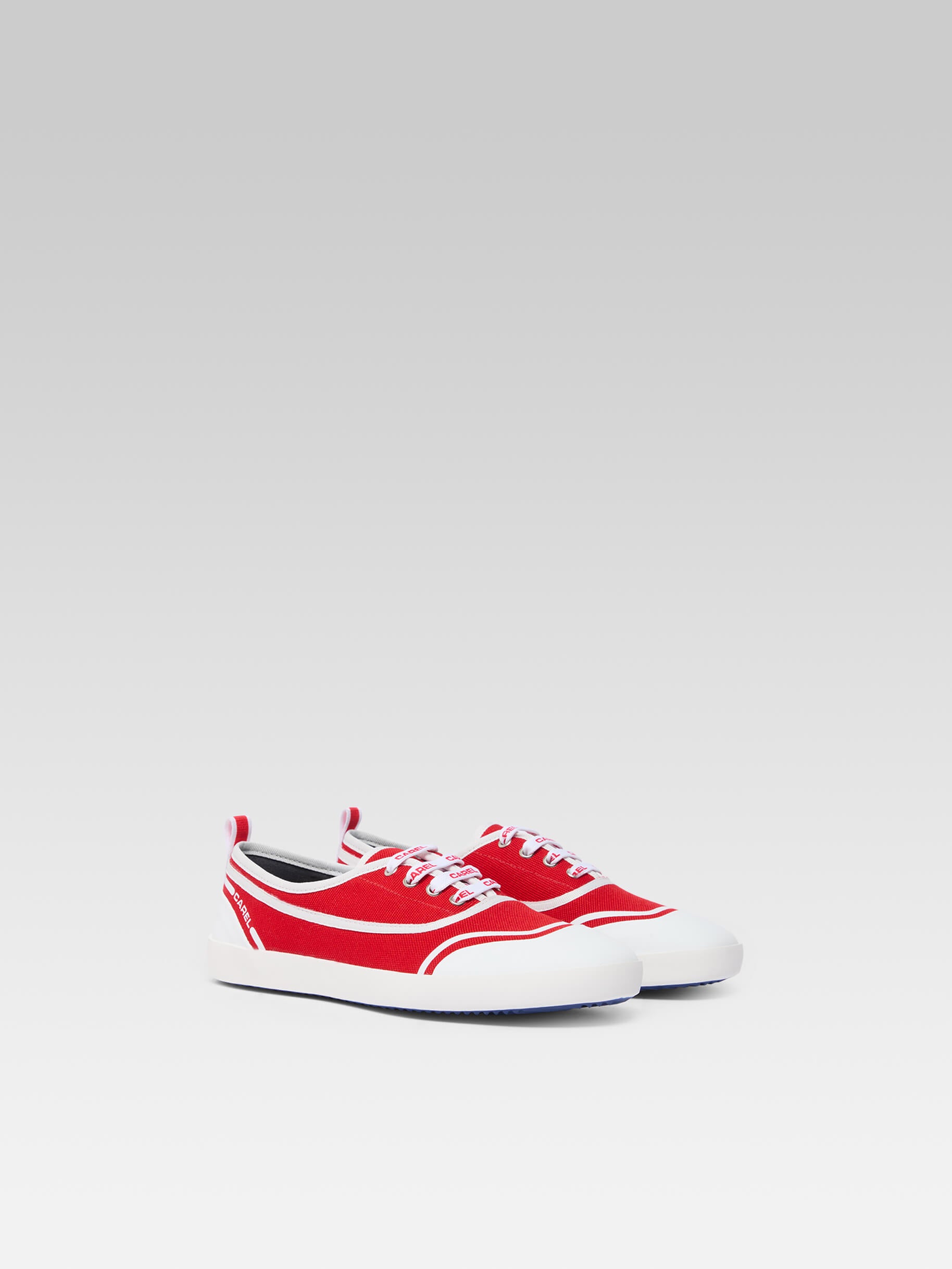 Sol - Red canvas recycled tennis shoes with laces - Image number 2