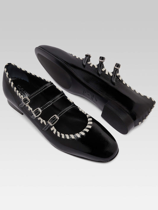 Ariana s - Black and ivory naplack leather Mary Janes - Image number 5