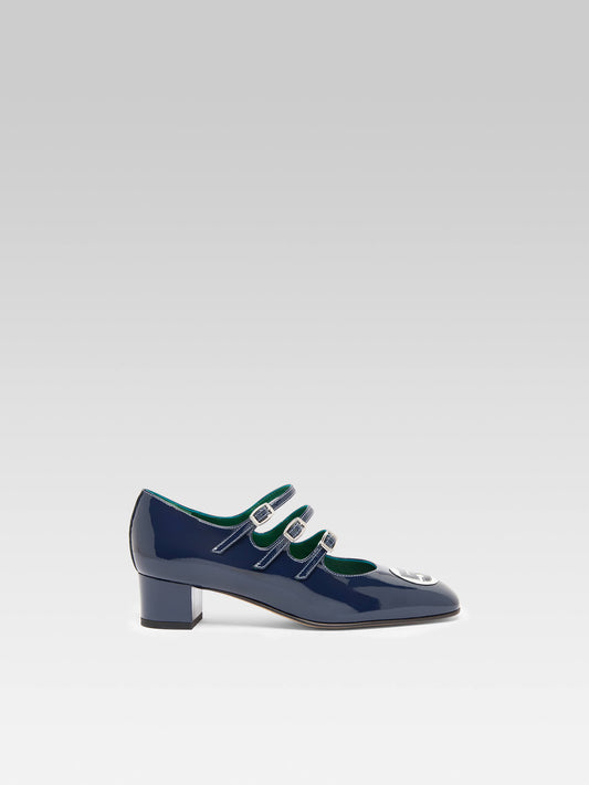 Kina 52 - Escarpins babies cuir verni bleu - Image numéro 2