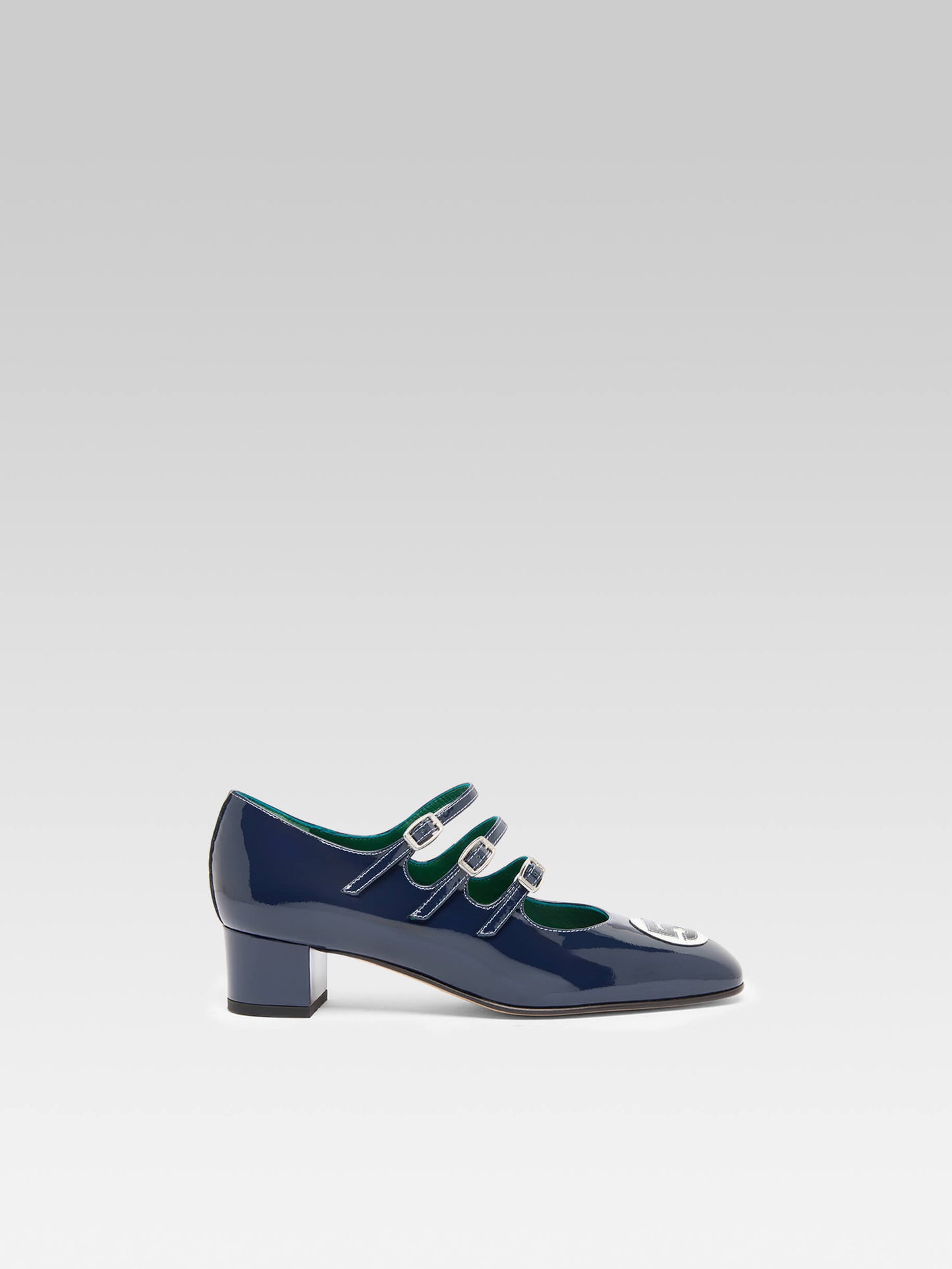 Kina 52 - Escarpins babies cuir verni bleu
