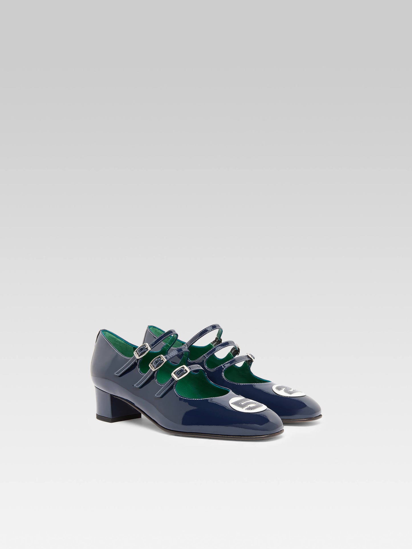 Kina 52 - Escarpins babies cuir verni bleu