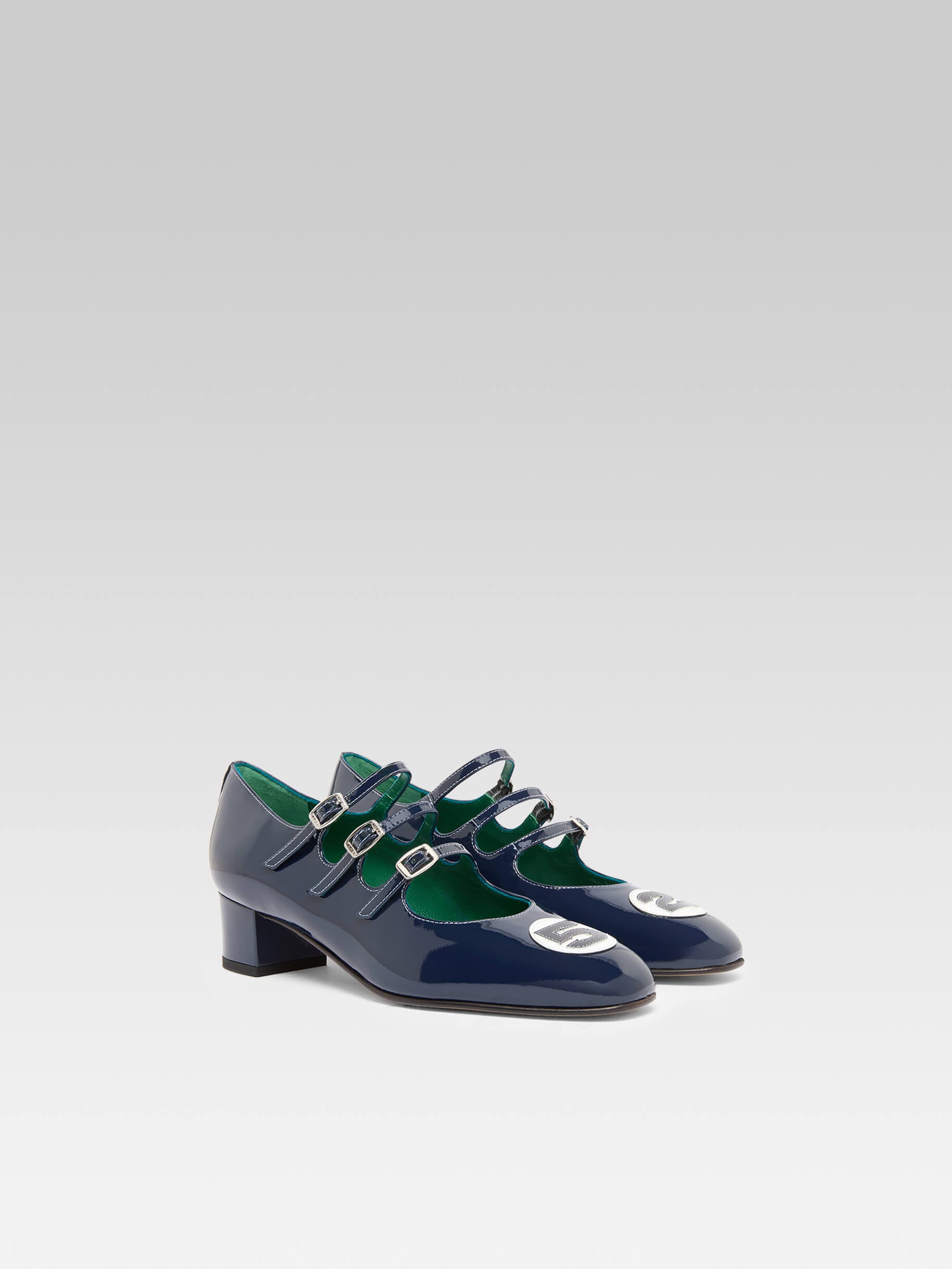 Kina 52 - Escarpins babies cuir verni bleu - Image numéro 8