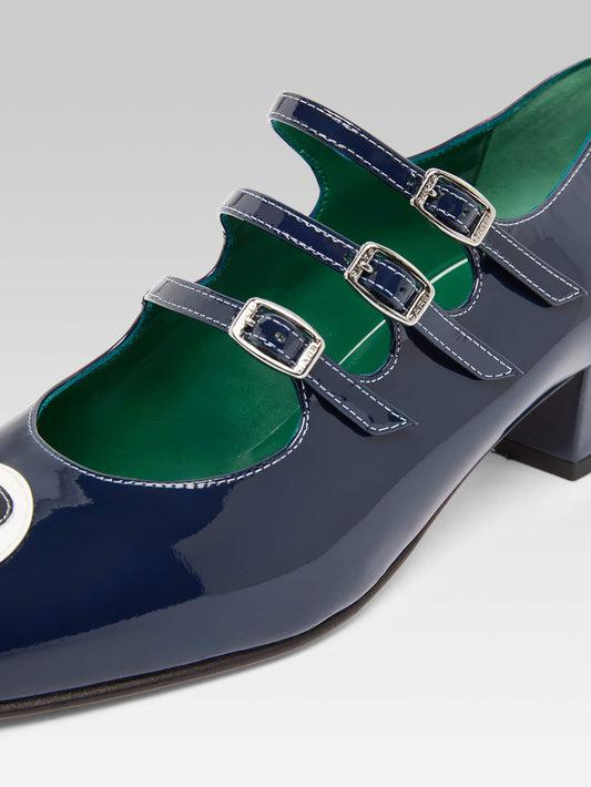 Kina 52 - Escarpins babies cuir verni bleu - Image numéro 6