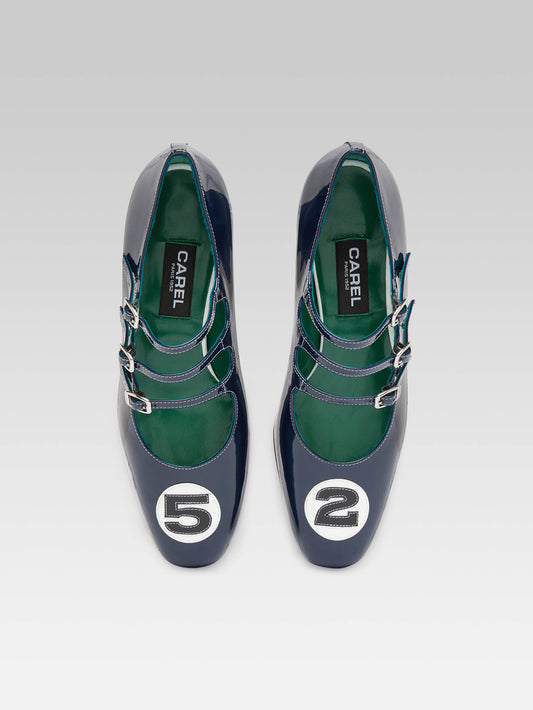 Kina 52 - Escarpins babies cuir verni bleu - Image numéro 2