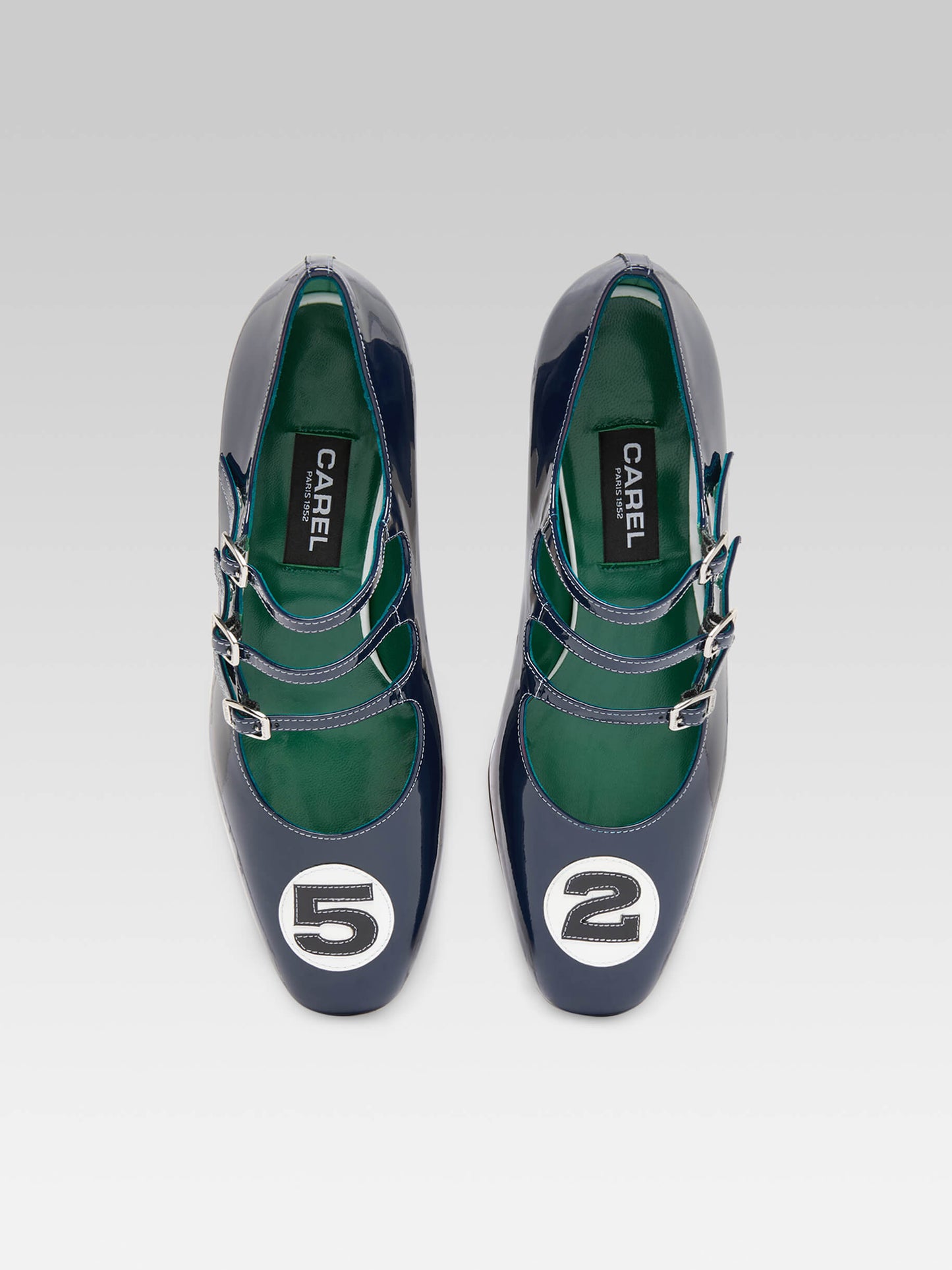 Kina 52 - Escarpins babies cuir verni bleu