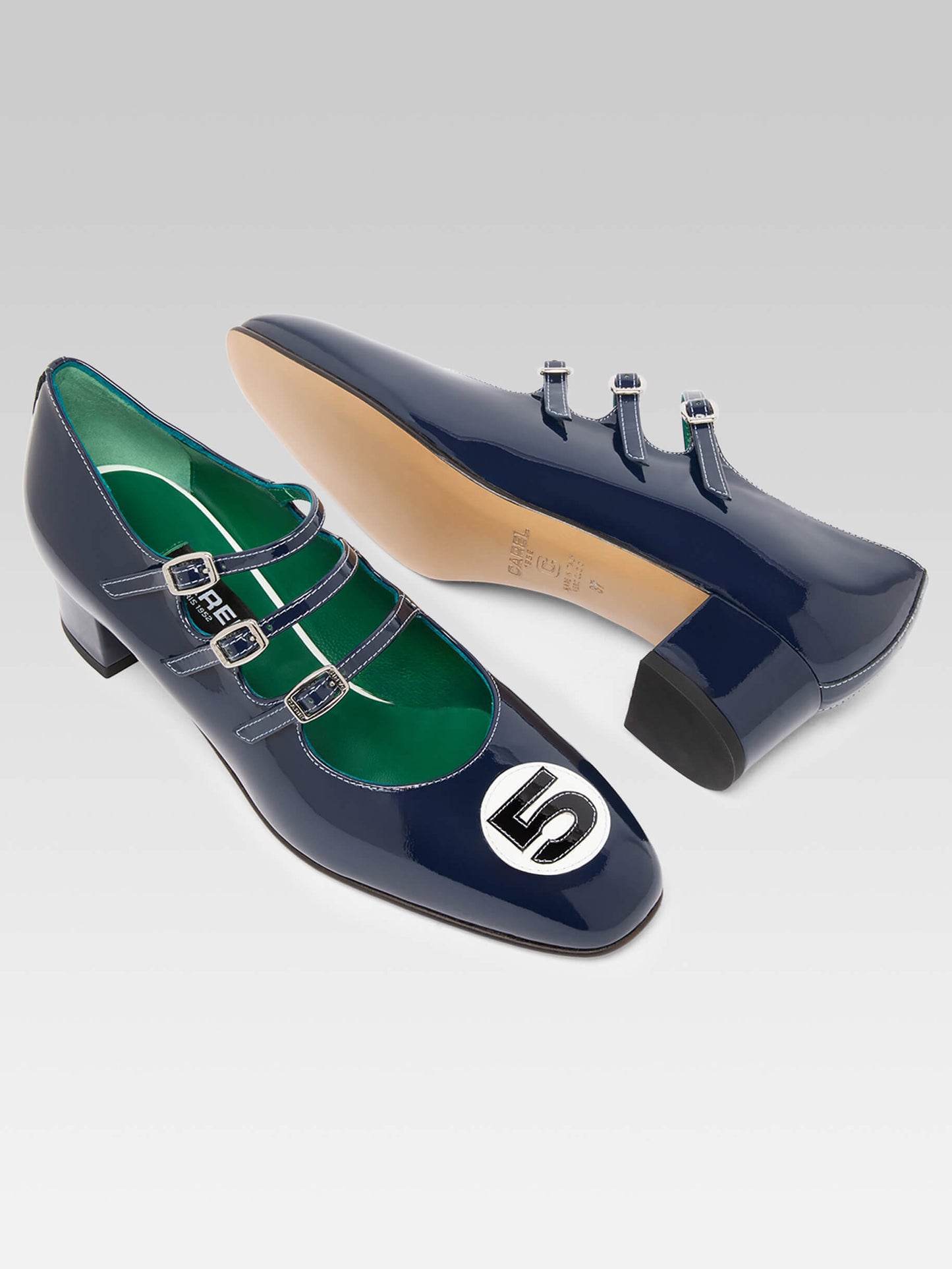Kina 52 - Escarpins babies cuir verni bleu